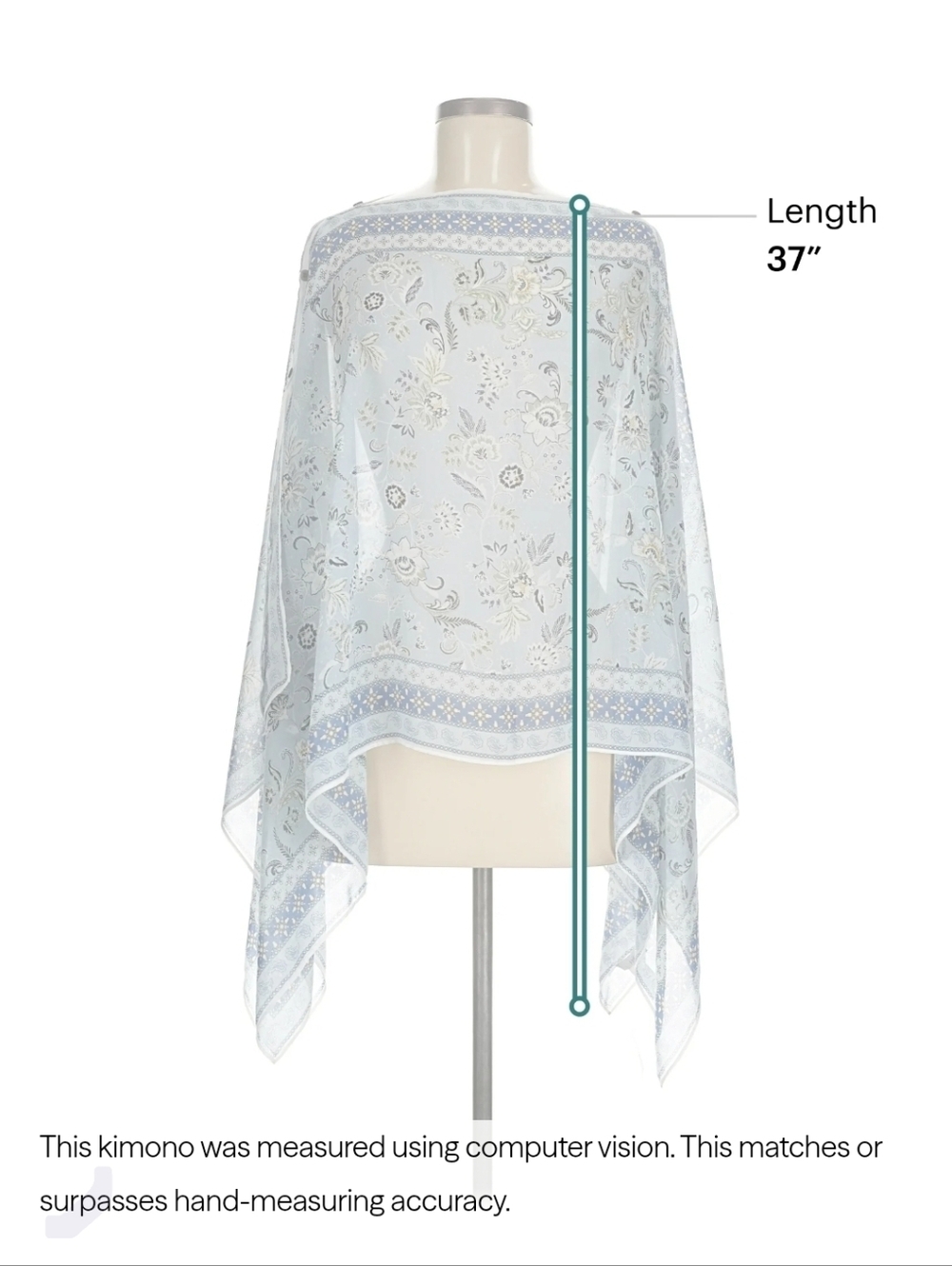 J. Jill Pale Blue Floral Sheer Wrap Kimono. Gorgeous!! NWT - Picture 6 of 9
